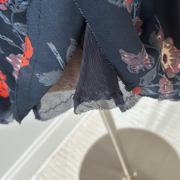 Free People Navy Floral Georgette Smocked Tunic - Picture 9 of 11